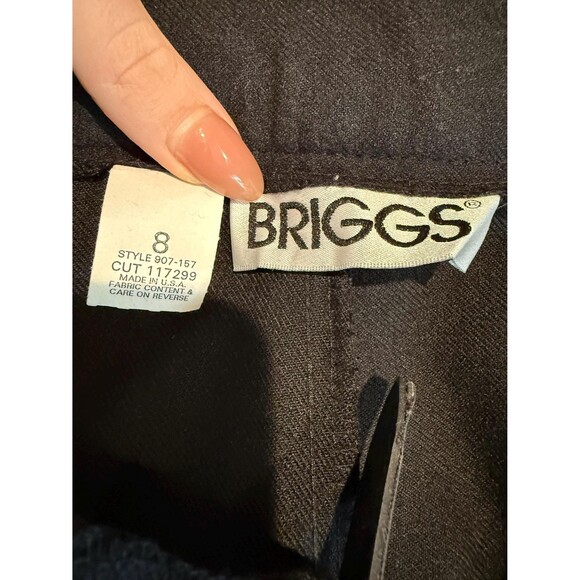 Vintage Briggs Black Double Pleated Tapered Belted Trousers Dress Pants Size 8 - Picture 8 of 10